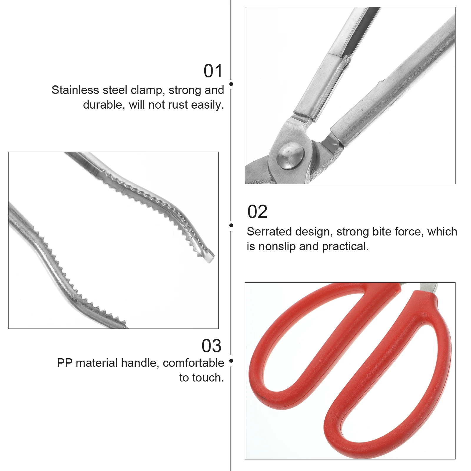 

1 pc Stainless Steel Crab Clamp Big Opening Serrated Design Durable Garbage Tong Strong Bite Force Easy To Use Cleaning Tool For