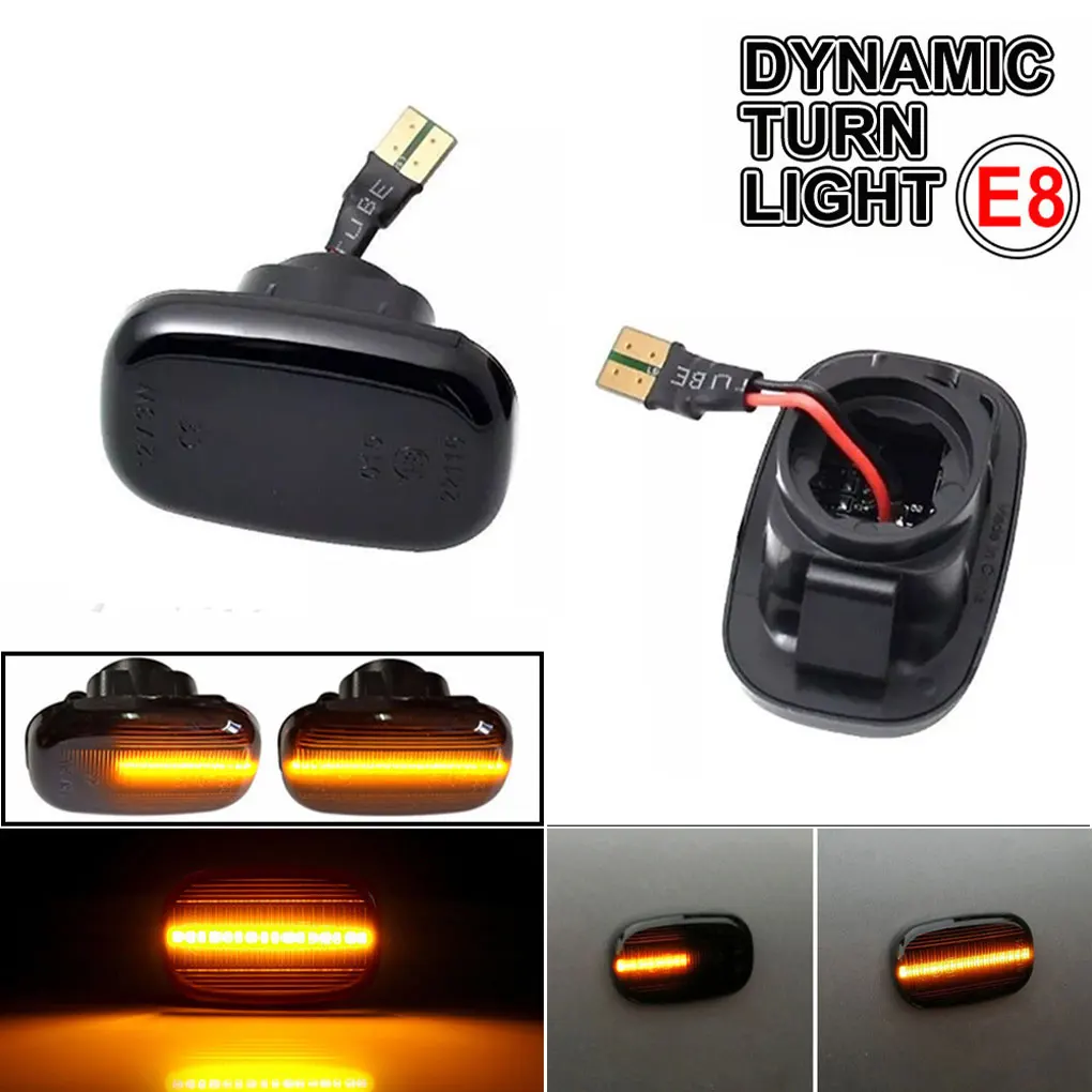 2piece Smoked Dynamic LED Side Indicators Turn Signal Lights Lights For Hilux N70 05-15 Turn Linght ﻿