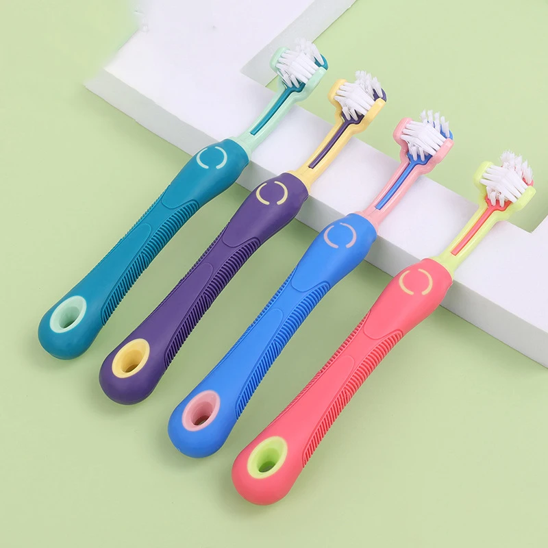 

Reusable Three-Head Pet Toothbrush Non-Slip Handle Soft Nylon Effective Oral Care 360 Degree Dog Toothbrush Pet Teeth Cleaning