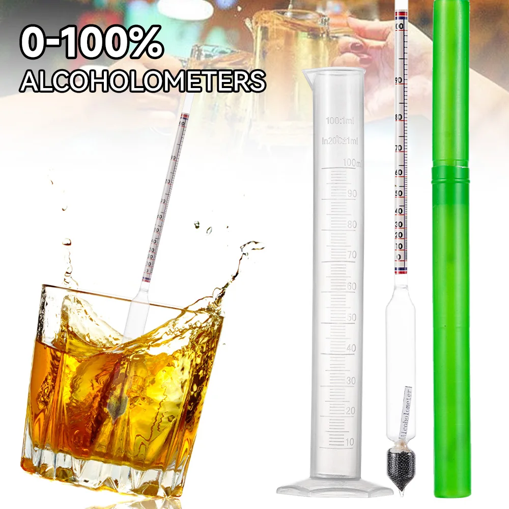 

Hydrometer Tester Vintage measuring bottle Set Tools Alcoholmeter Alcohol Meter Wine Concentration Meter 0-100 hydrometer alcoho