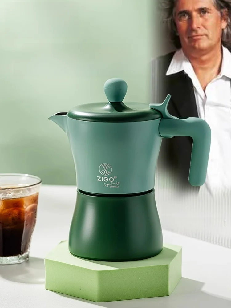 

Zigo Moka Pot Coffee Extractor Outdoor Use Concentrated Extraction Home Small Size Collaborative Edition Aluminum Mat...