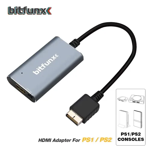 Imagen 2 del producto BitFunx-Adaptador convertidor compatible con HDMI, con interruptor RGB a YPbPr para consolas de juegos PlayStation 1/2 PS1/PS2