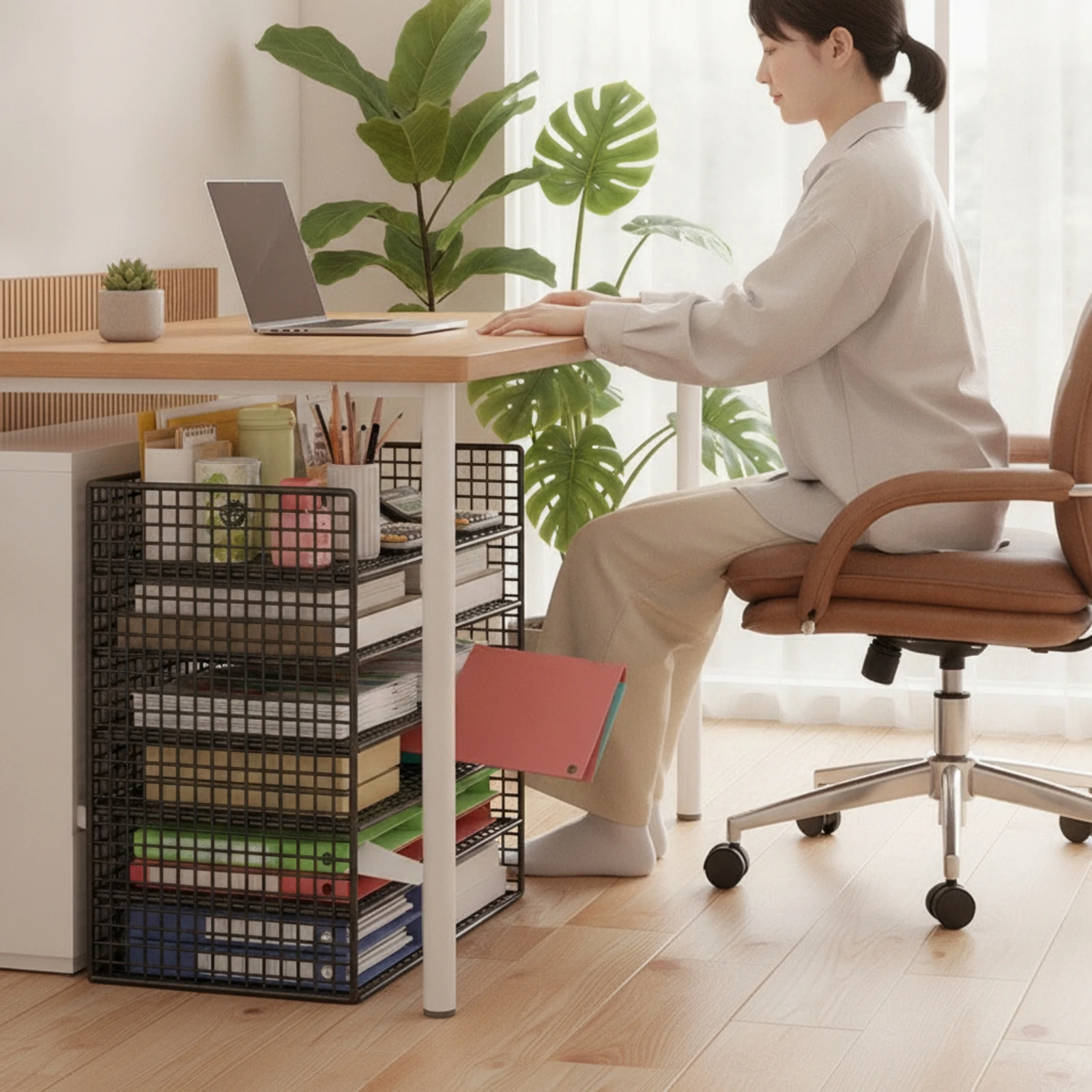 Fotografia 7: Organizador de Arquivos para Abaixo da Mesa, Economizador de Espaço, Organizador de Arquivos de Seis Camadas com Prateleiras, Slim e Durável