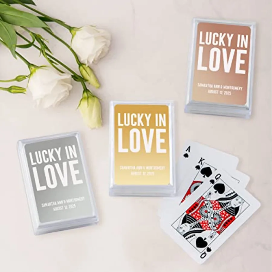Cartes à jouer imprimées métalliques personnalisables pour les événements romantiques et les cadeaux, parfaites pour les couples, la Saint-Valentin et le spécial