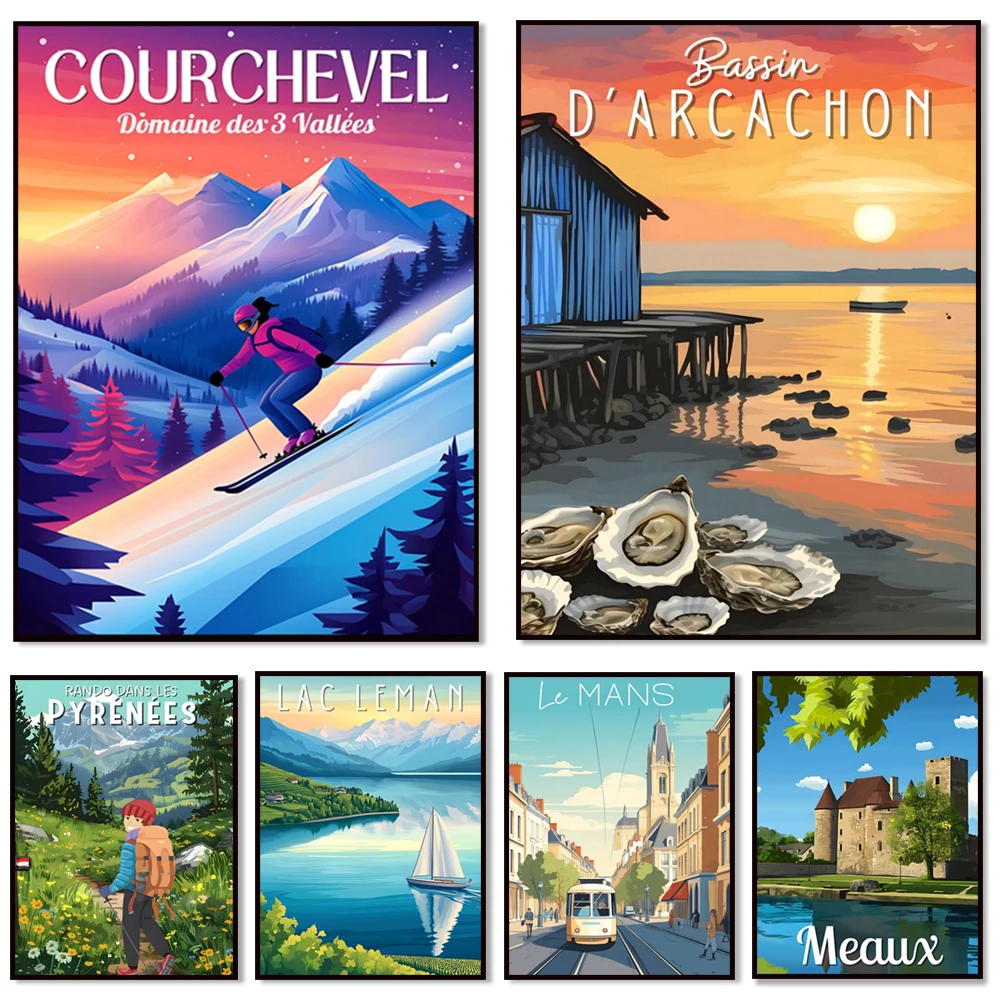 Rustrel - Ochre Trail Saint Raphael، Pyrenees Hike، Courchevel، Meaux، Sainte-Maxima، Road Basque Coast، ملصق جولة Brittany #3