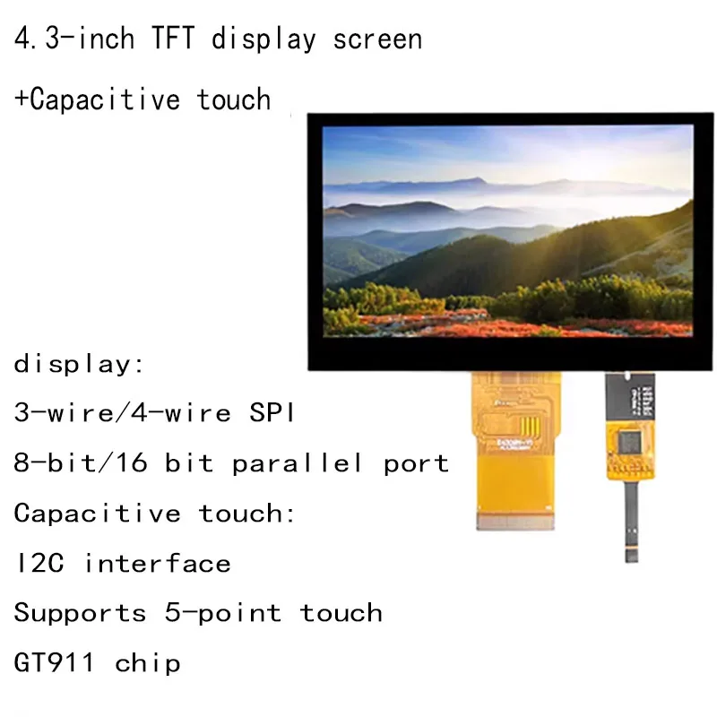 4.3-inch TFT LCD display MCU parallel port 3-wire 4-wire SPI serial port LCD color screen capacitive touch IPS