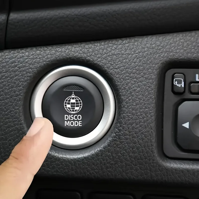 Disco Mode Car Start Button Stickers, Funny Blank Key Vinyl Decals Universal Fit All Car Models Interior Decor Accessories view 2