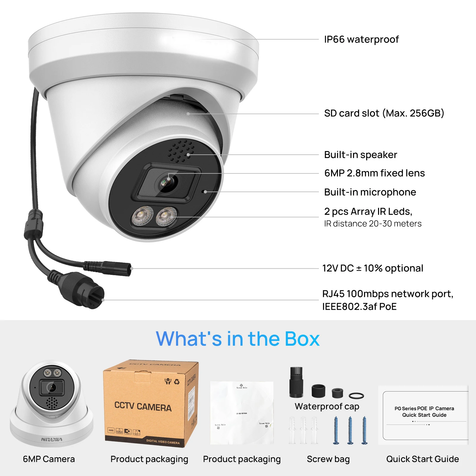 Hikvision Compatible 6MP 8MP ColorVu IP Camera Security Surveillance Camera 2-way Audio Plug&Play with HIK NVR P2P View