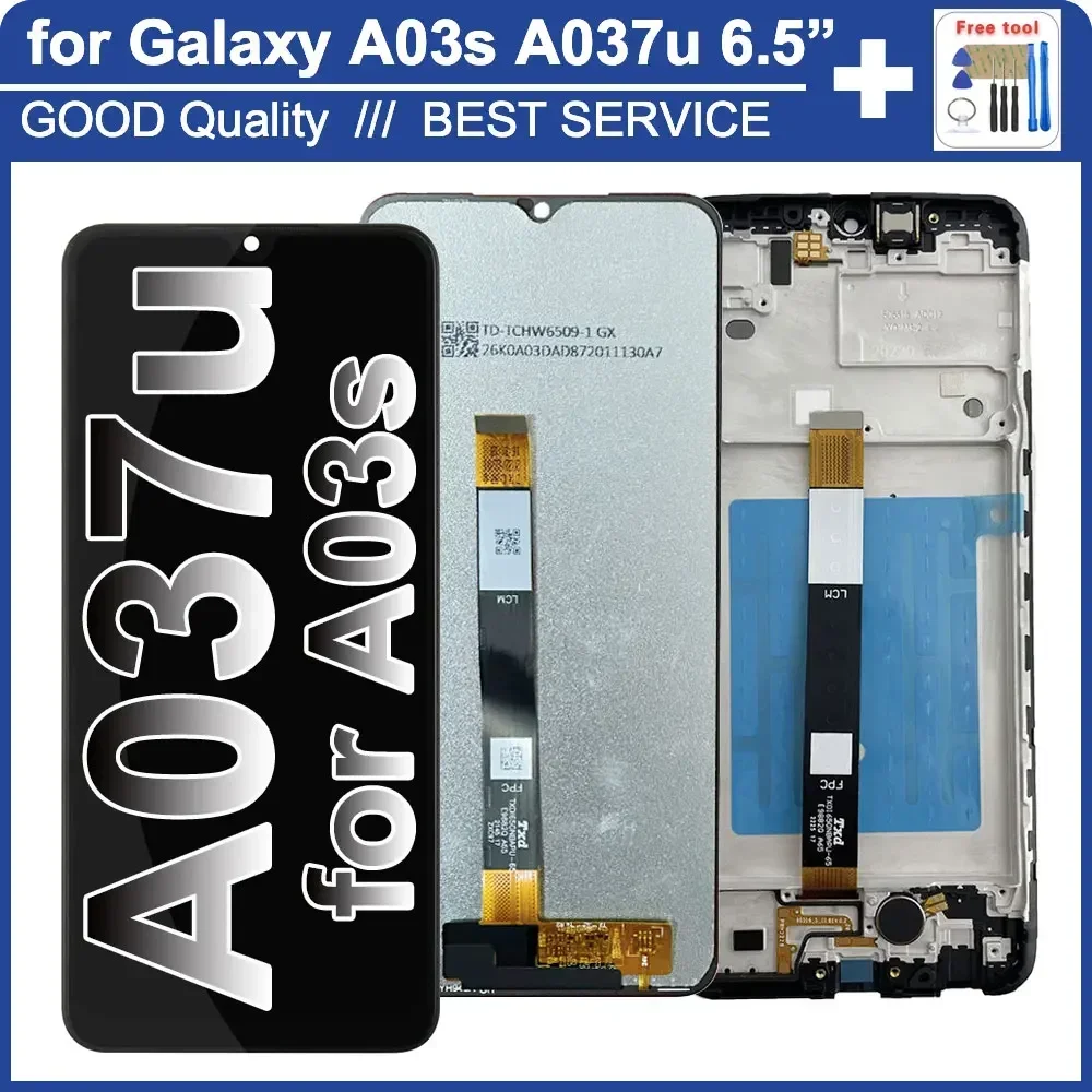 タッチスクリーンLCDディスプレイ,フレーム付きアセンブリ,Samsung Galaxy a03s,a037u,100%,新品