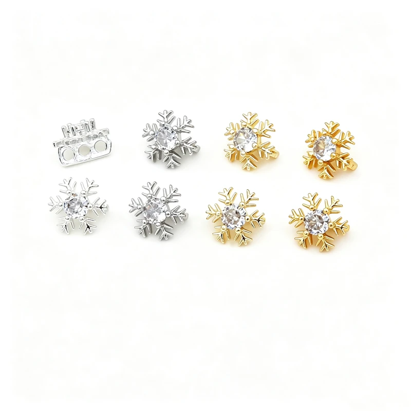 BoYuTe (10 Pieces/Lot) 9mm Rhinestone Snowflake Three-Hole Connector Spacer Beads DIY Bracelet Necklace Jewelry Making Supplies