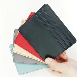 1Pc Pu Leather ID Card Holder Candy Color Bank Credit Card Box Multi Slot Slim Card Case Wallet Women Men Business Card Cover