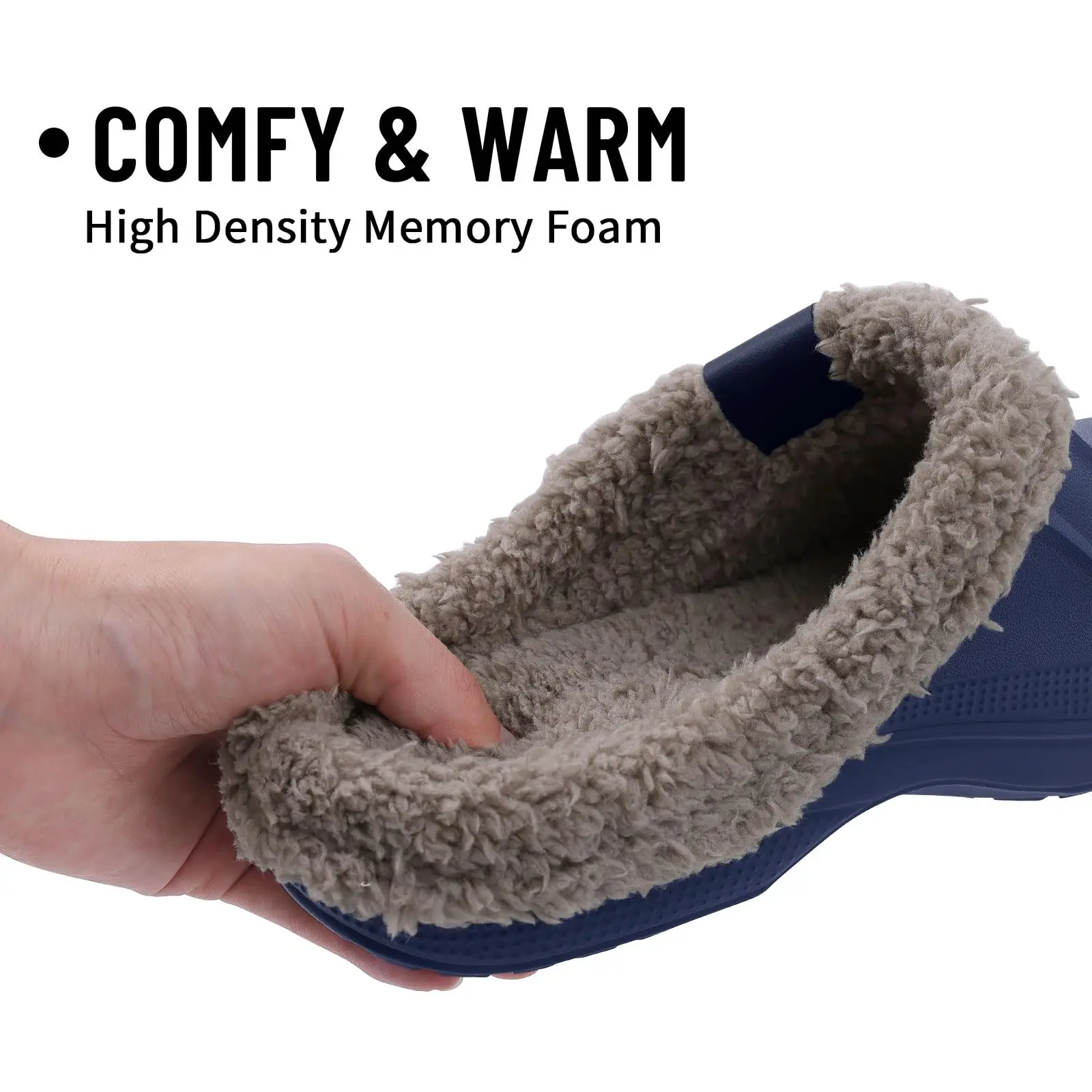 Eyriphy Classic Fur Lined Clogs For Women Waterproof Winter Fuzzy Slippers Mens Cotton Shoes For Indoor And Outdoor Rubber Soles