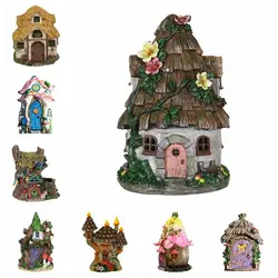 Miniature Fairy Elf Door Figurines Statues for Outdoor Yard Art Sculpture Wooden Ornaments Accessories