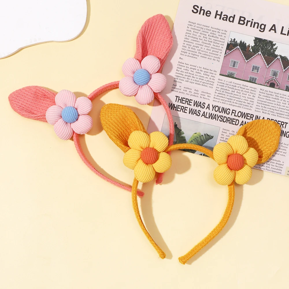 

Princess Cute Corduroy Rabbit Ears Flower Hairbands Sweet Hair Ornament Headband Gift Headwear Kids Girls Hair Accessories