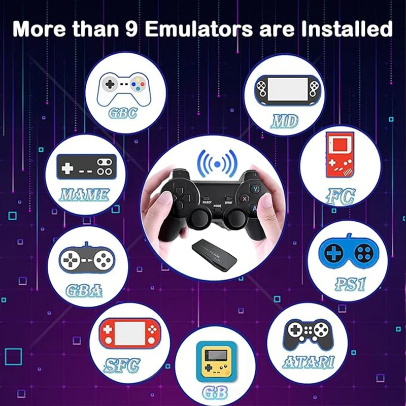 10000+ Games Retro Game Console Stick Wireless Play Game Stick Video Game Stick 4K HDMI Classic Emulators Dual 2.4G Controllers