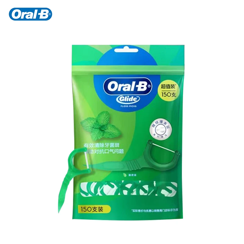 Oral-B C-vormige Mint Floss Picks Munt smaak Platte Gewaxte Floss Stick Gladde Tandflosser Slank & Sterk Interdentale Reinigers