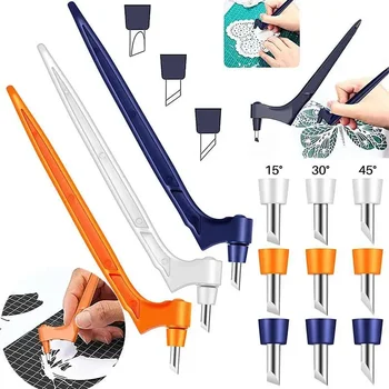 لتقوم بها بنفسك أدوات القطع الحرفية الخشب نحت قطع القلم الفن الحرفية أداة القطع 3 قطعة مع 360 شفرات دوارة الصلب سلامة القاطع ورقة