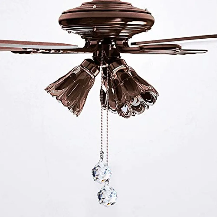 4 Pcs Fan Pull Chain Extension Decorative Crystal Ornaments Clear Prism Ceiling Ball Fan Light Chain Extension Diamond Connecto