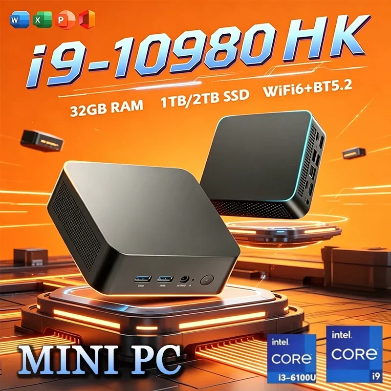 MINI Computer Windows 11 Intel Core I9 10980HK 16GB 32GB RAM 1TB SSD WIFI 6 BT5.2 4K HD Mini Gaming Office Study PC