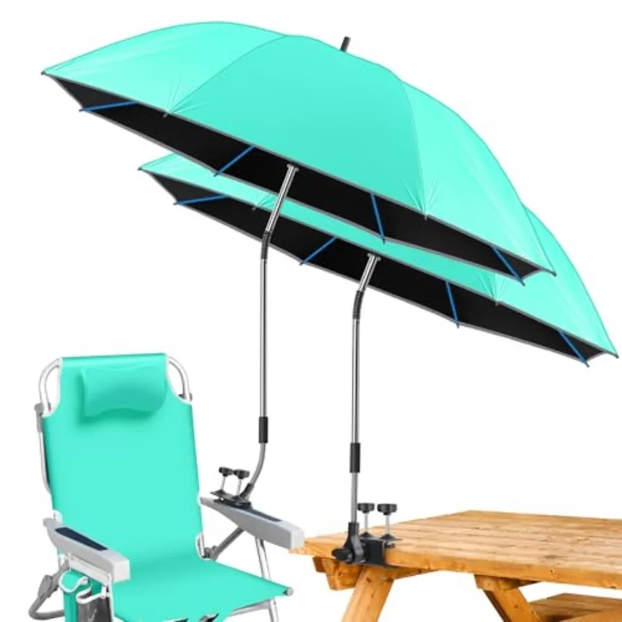

Beach Umbrella2PACK 48.7inch Chair Umbrella with Clamp adjustable 360° UV Protection Large Camping Chair Umbrellas for Camping