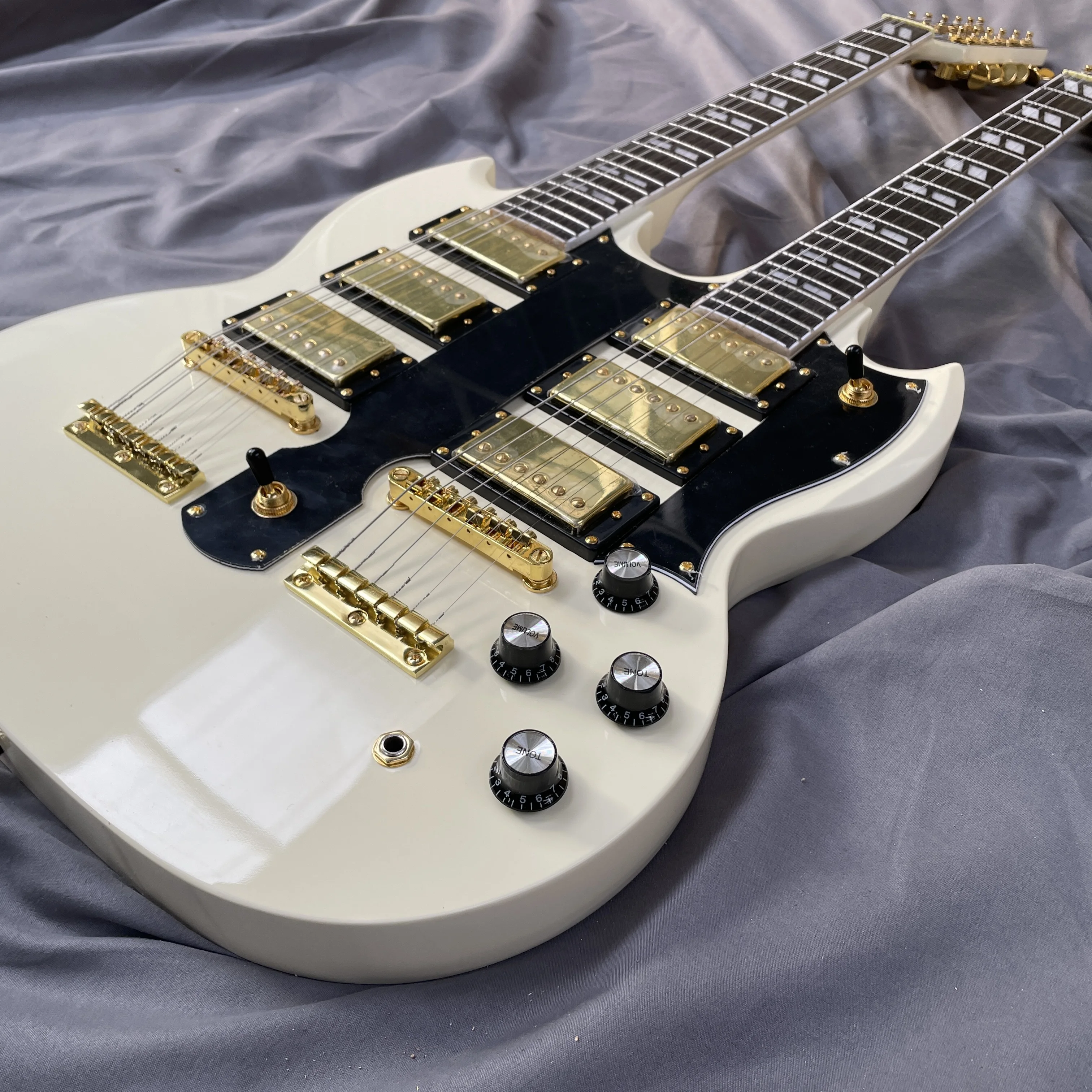 In Stock Cream Yellow Hot Selling 12+6s double neck 3H pickups shop custom electric guitar Free Shipping guitars guitarra