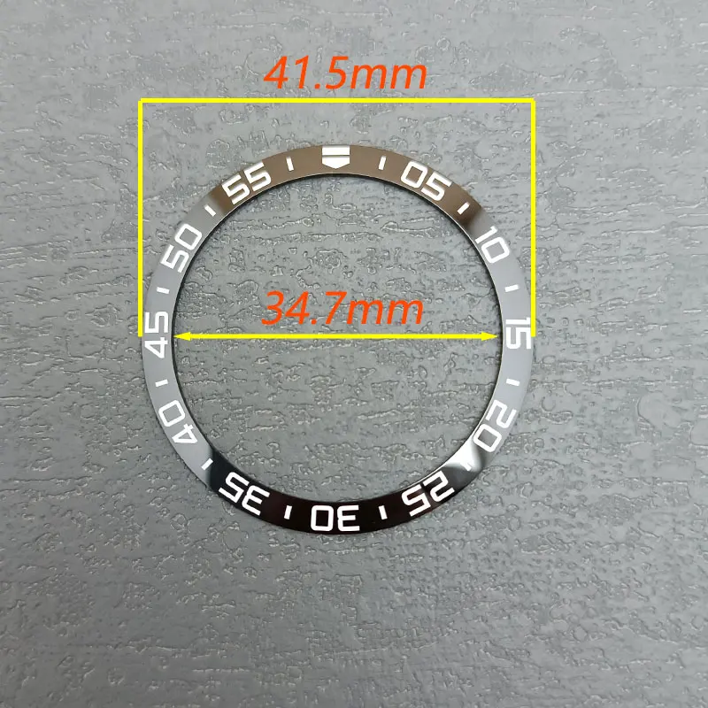 Bisel de cerámica inclinable de 41,5mm * 34,7mm, anillo de inserción con incrustaciones de caja de reloj, reemplazo enchufable de piezas de accesorios de reloj