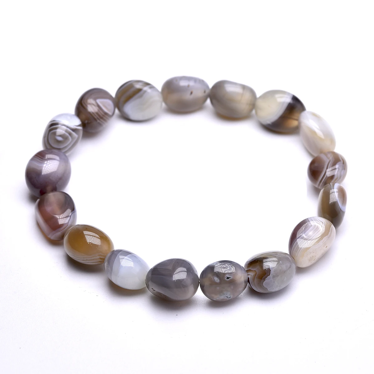 Natural Irregular Botswana Agates Bracelets for Women and Men Gemstone Beads Bracelet Elastic Strand Unisex Jewellry