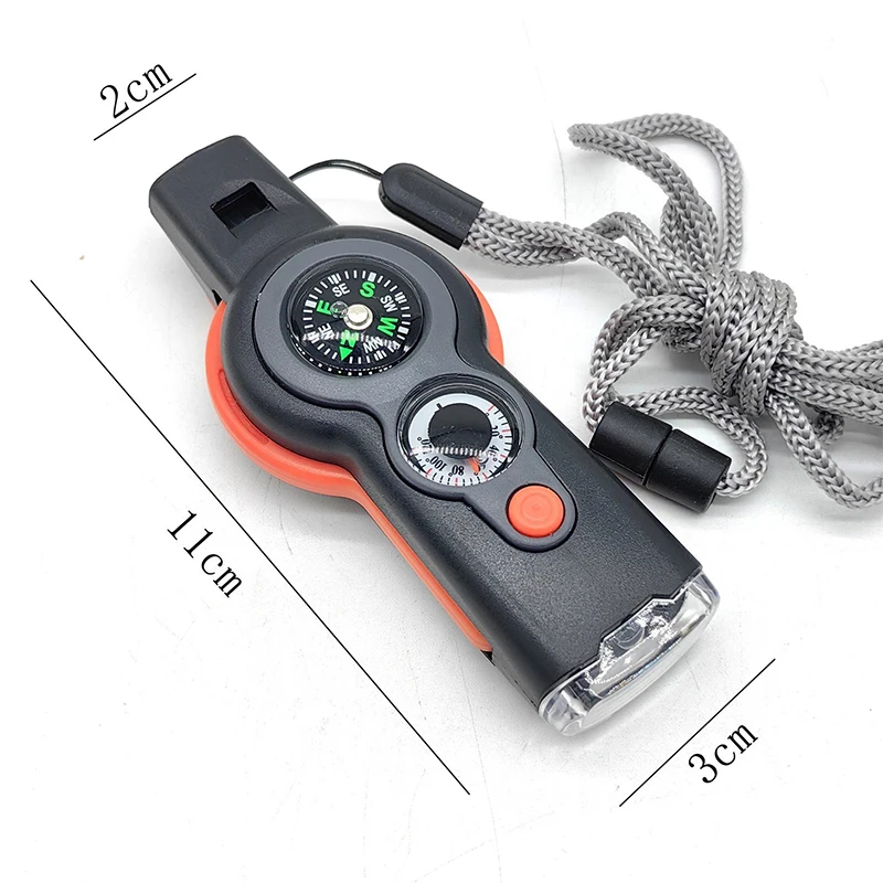 جديد 7in1 التخييم المشي لمسافات طويلة صفارة إنقاذ الطوارئ مع البوصلة ، مقياس الحرارة ، صافرة في الهواء الطلق أدوات التخييم الجيش الأخضر اللون #5