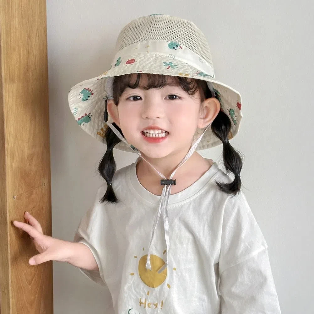 

Casual Summer Baby Bucket Cap Cartoon Animal Breathable Boys Girls Sunhat Cute Mesh Fisherman Caps Toddler