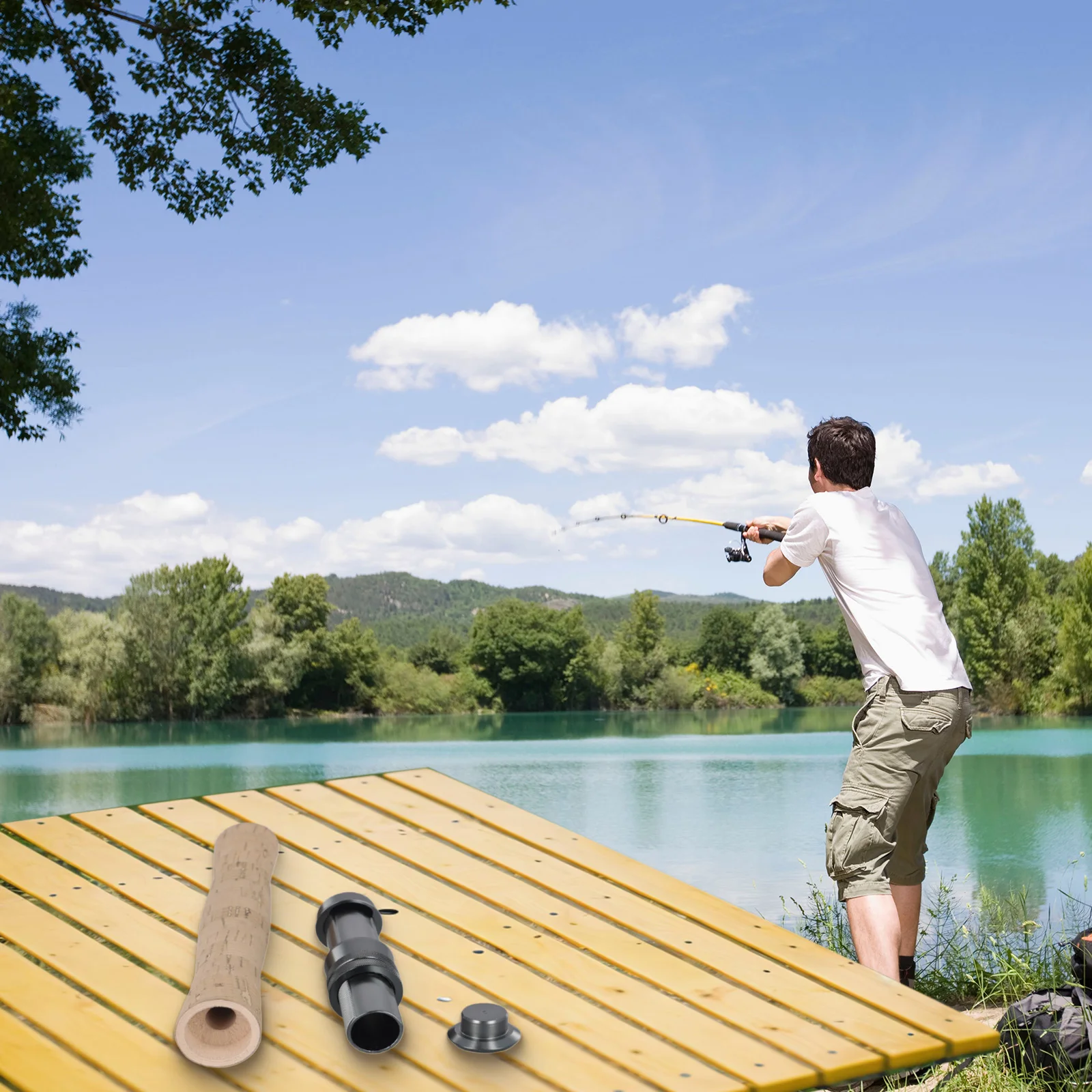 

Ideal For Fishing 105*22mm Cork Fly Rod Handle DIY Rod Repair Cover Inner Diameter 14.9mm Lightweight Fishing Handle