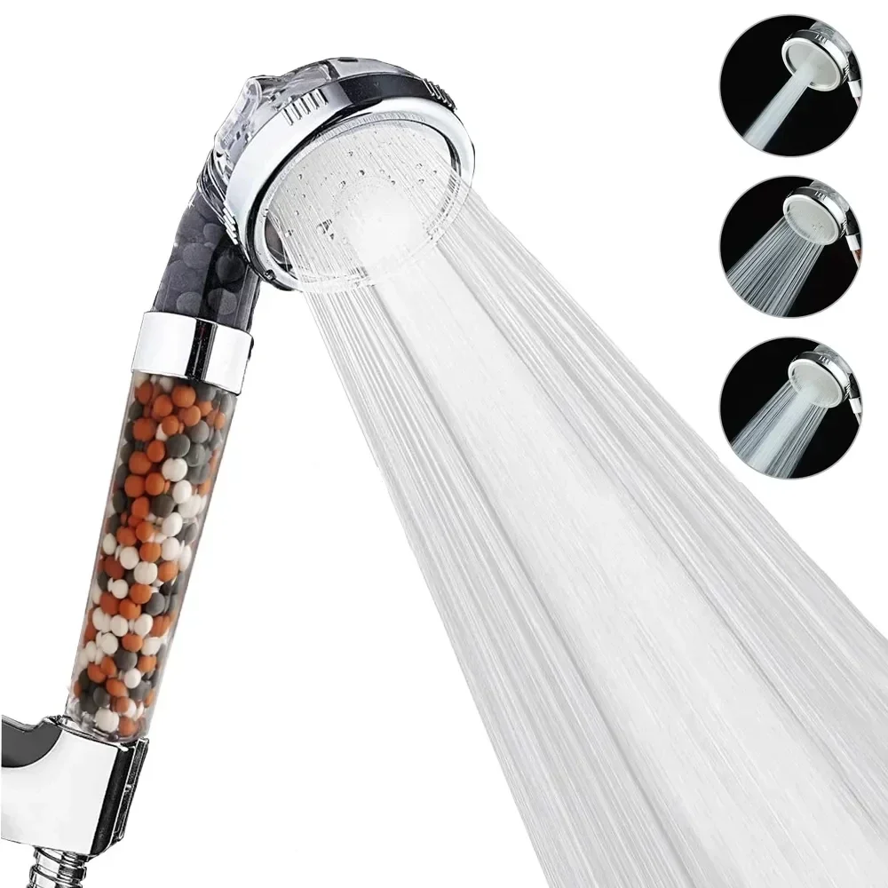 

New 3 Functions High Pressure SPA Shower Head Water Saving Handheld Rainfall Bathroom Accessories Anion Filter Shower