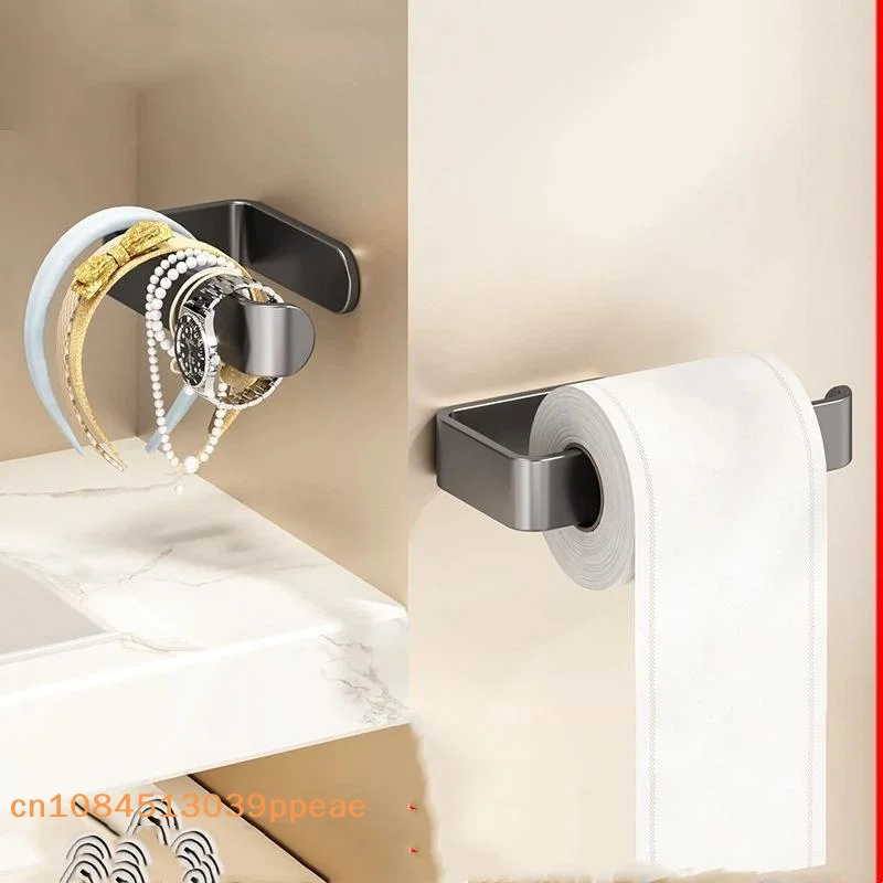 {QTG333} Wall Mounted Toilet Paper Holder Rustproof Thickened Plastic Storage Rack Bathroom Kitchen Toilet Accessories