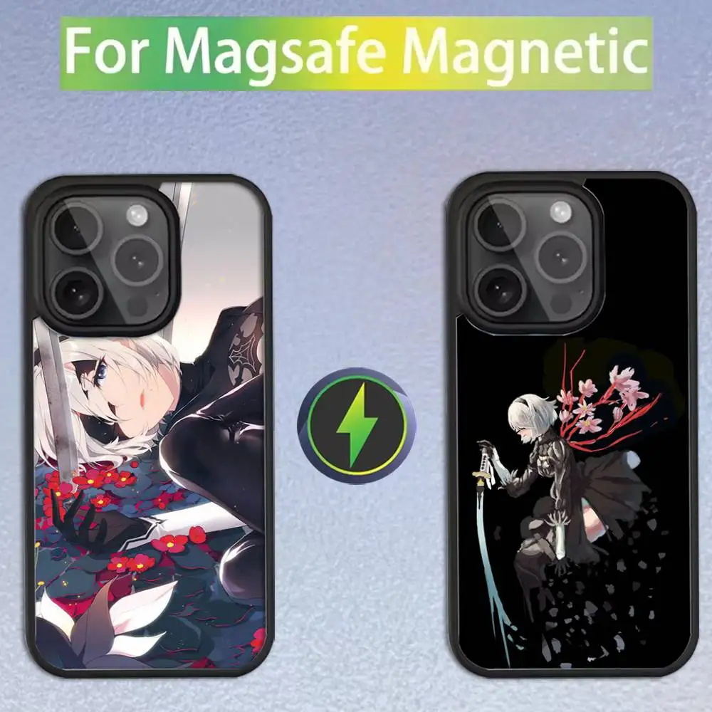 

2B N-Nier A-Automata Phone Case For iPhone 16,15,14,13,12,11,Pro,Max,Plus,Mini,SE Magsafe Magnetic Wireless Charging