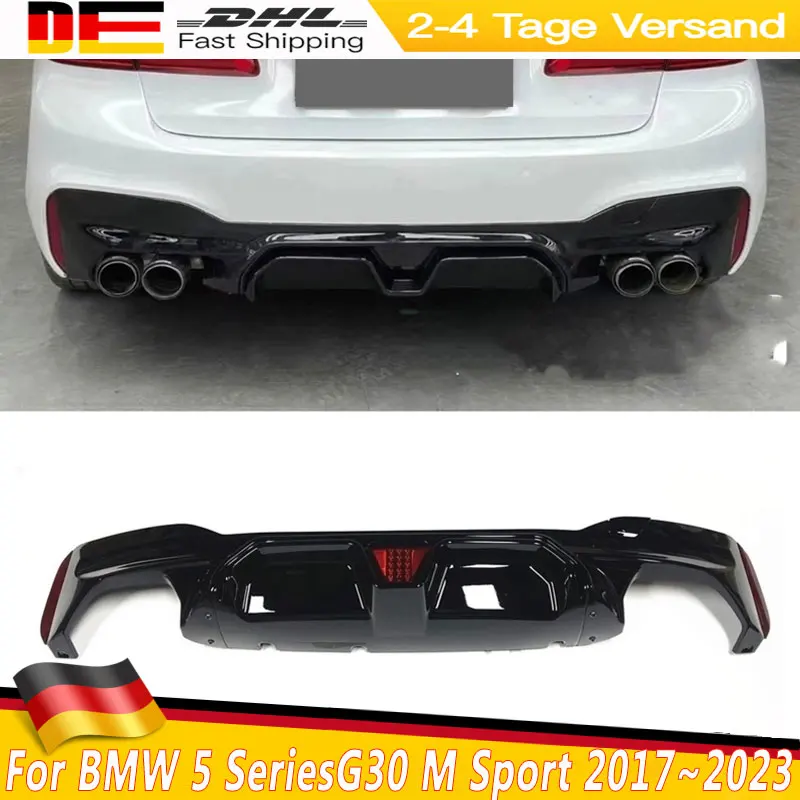 Heckdiffusorlippe im CS/M5-Stil für BMW 5er G30 G31 530i 525i 540i M Sport 2017~2023 Heckstoßstangen-Diffusor-Spoilerlippe Bodykit mit Licht