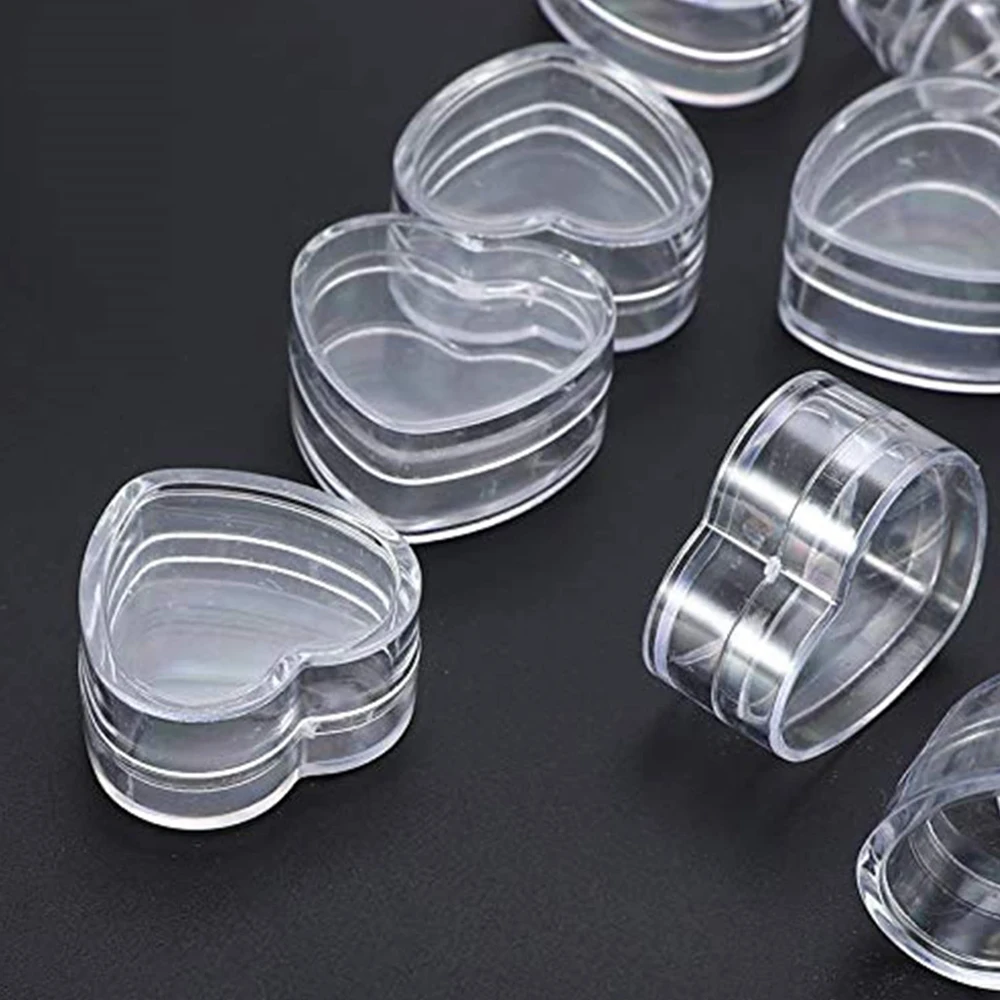 

100pcs Clear Plastic Heart Shape Cream Boxes Cosmetic Case Transparent Makeup Container Jars Pots