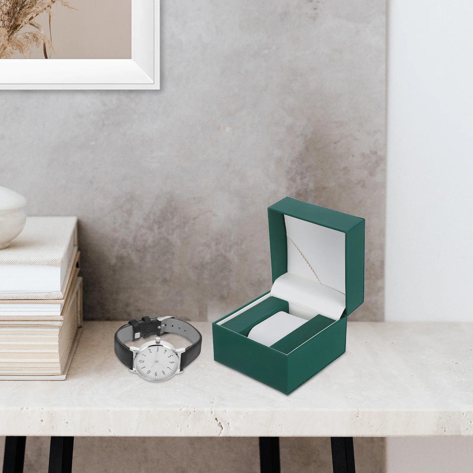 

Premium Watch Storage Box with Lychee Finish Men's Jewelry Display Case Watch Organizer Case Portable Watch Keeper Unit