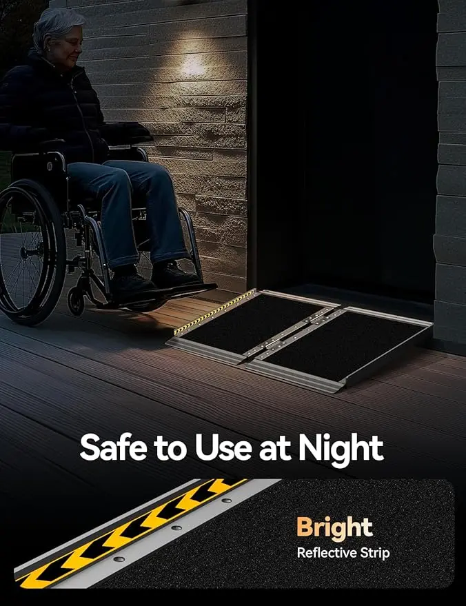 Портативный нескользящий алюминиевый пандус для инвалидов с ручкой, ручной пандус для инвалидных колясок, доступный для инвалидных колясок