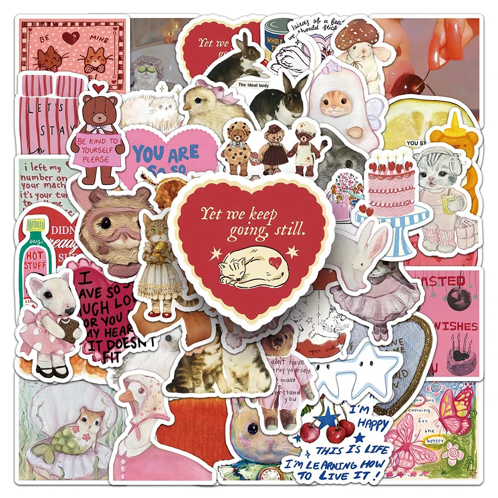 10/30/50 stücke Retro Nette Tiere Muster Aufkleber Ästhetische Graffiti Aufkleber DIY Scrapbooking Telefon Koffer Cartoon Aufkleber Dekor