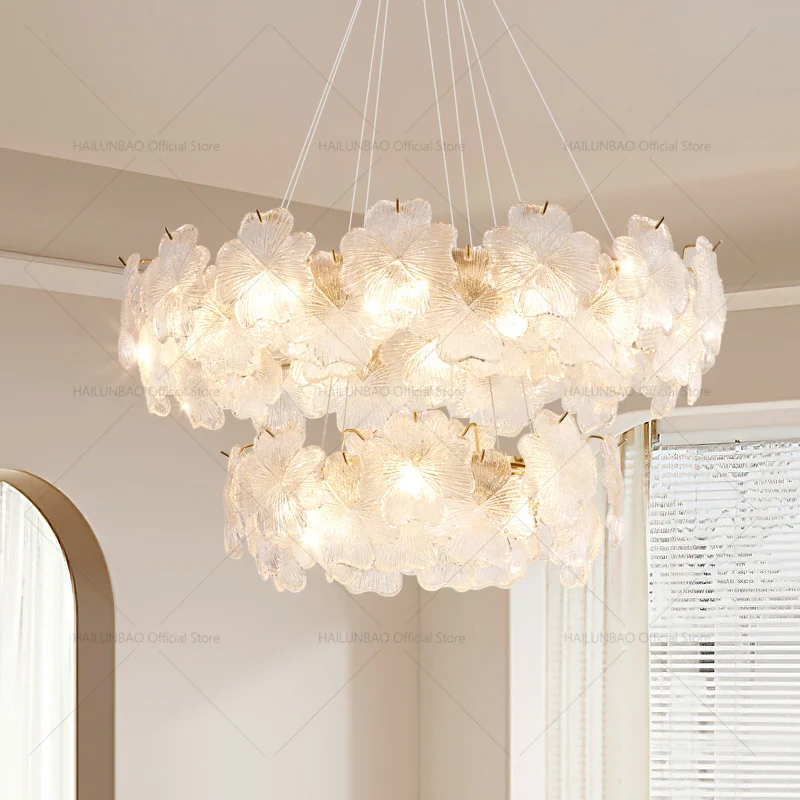

French chandelier as the main light in the living room - creative luxurious cream style - grand hall crystal lamp