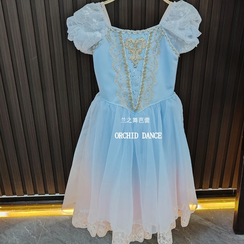 BT2507036 Formato Personalizzato Di Alta Qualità Bambini Ragazze Balletto Danza Performance Wear Gilsay Blu Lungo Abito Tutu Romantico-image