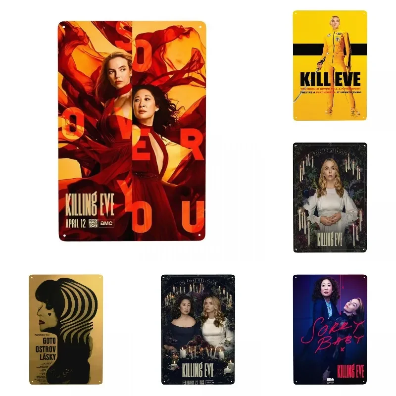 لافتة Killed Eve المعدنية ، تلفزيون الإثارة البريطاني الحديث ، لوحة زخرفية من القصدير ، مكتب ، متجر ، حانات ، نادي ، كهف رجل ، بار ، ديكور فني للجدار