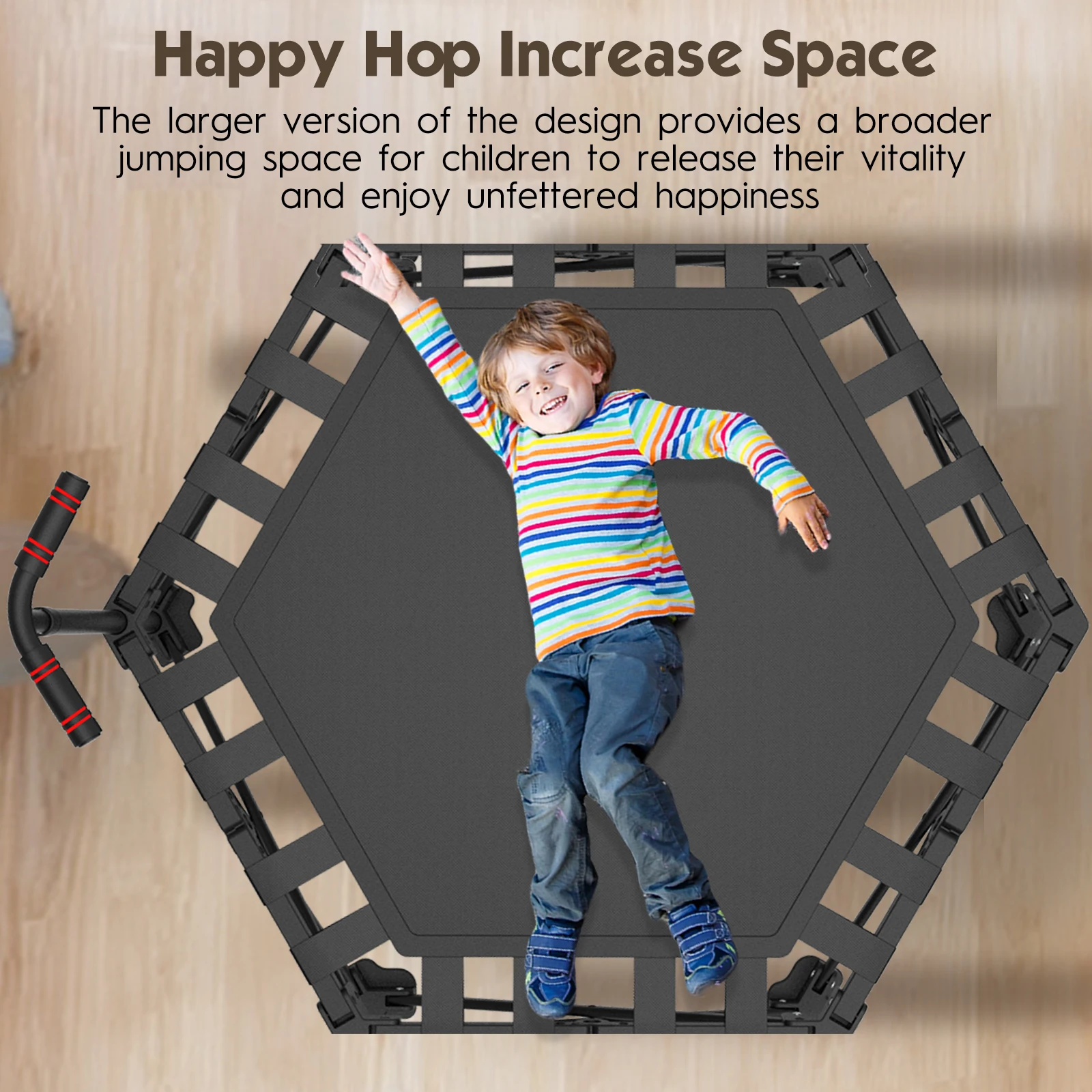 Obrázek 6: Skládací halové fitness trampolína s nastavitelný handle-stable, skromný pro celý ages, 600kg nakládat, 106cm průměr, 113cm vysoký