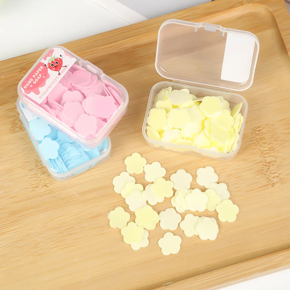 100P Fruit Series Soap Paper Bath Hand Washing Disposable Soap Slice Mini Flower Travel Scented Petal Handwashing Soap Wholesale