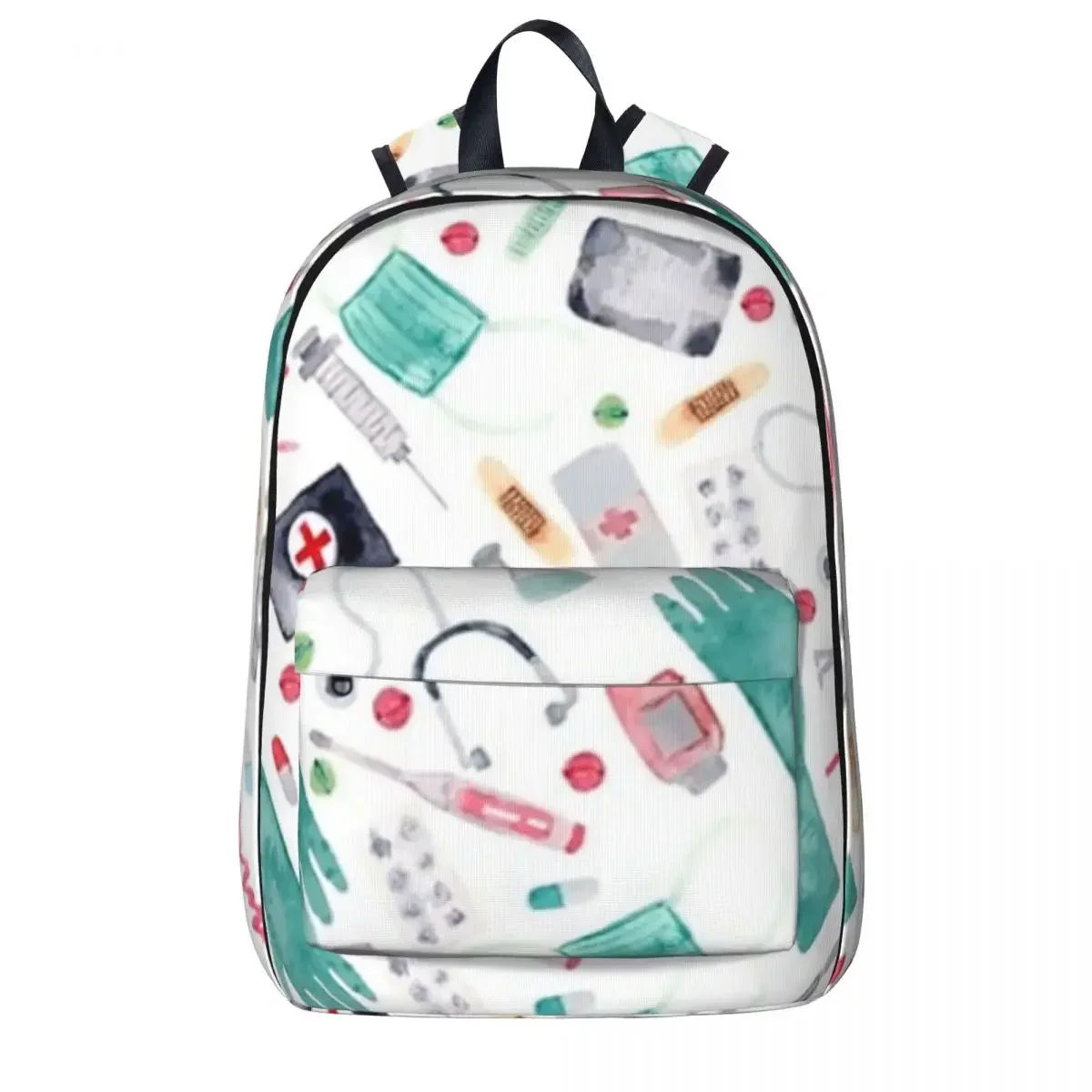 

Medical Pattern Doctor Nurse Watercolor Woman Backpacks Boys Bookbag Casual Students School Bags Portability Laptop Rucksack