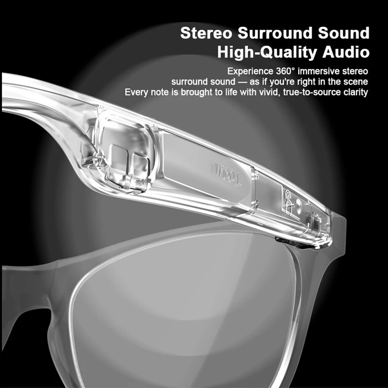 VIVO 스마트 안경 블루투스5.3 지능형 음악 인터랙티브 야외 스포츠 헤드폰 HIFI 블랙 테크놀로지 스마트 음악 재생