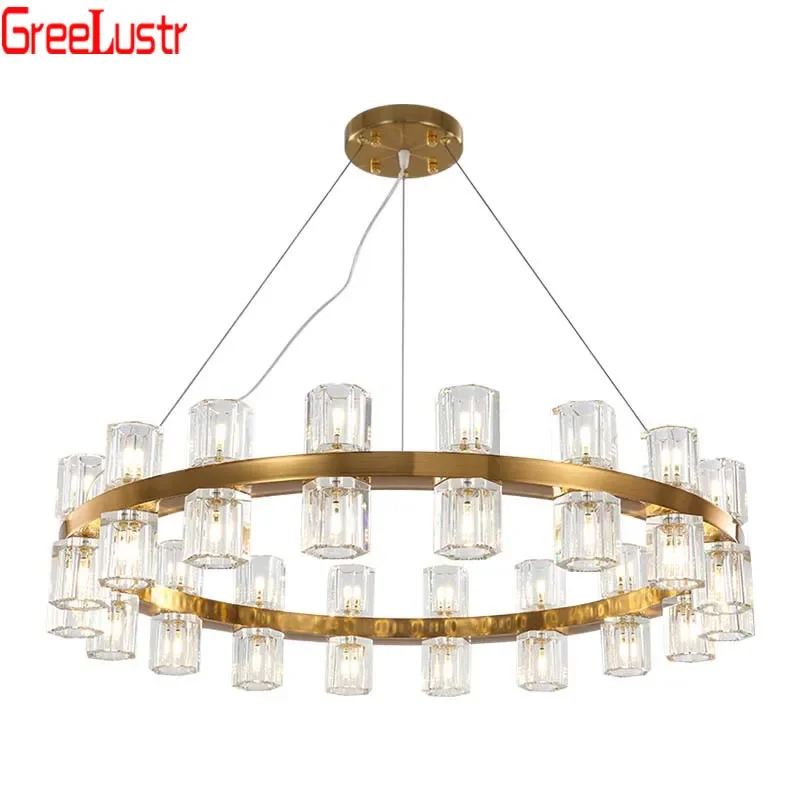 Imagem -06 - Cristal Moderna Led Pingente Luz Lustres Nordic Ouro Redondo Luminária Suspensão para Sala Estar Pingente Teto Lampara k9 de