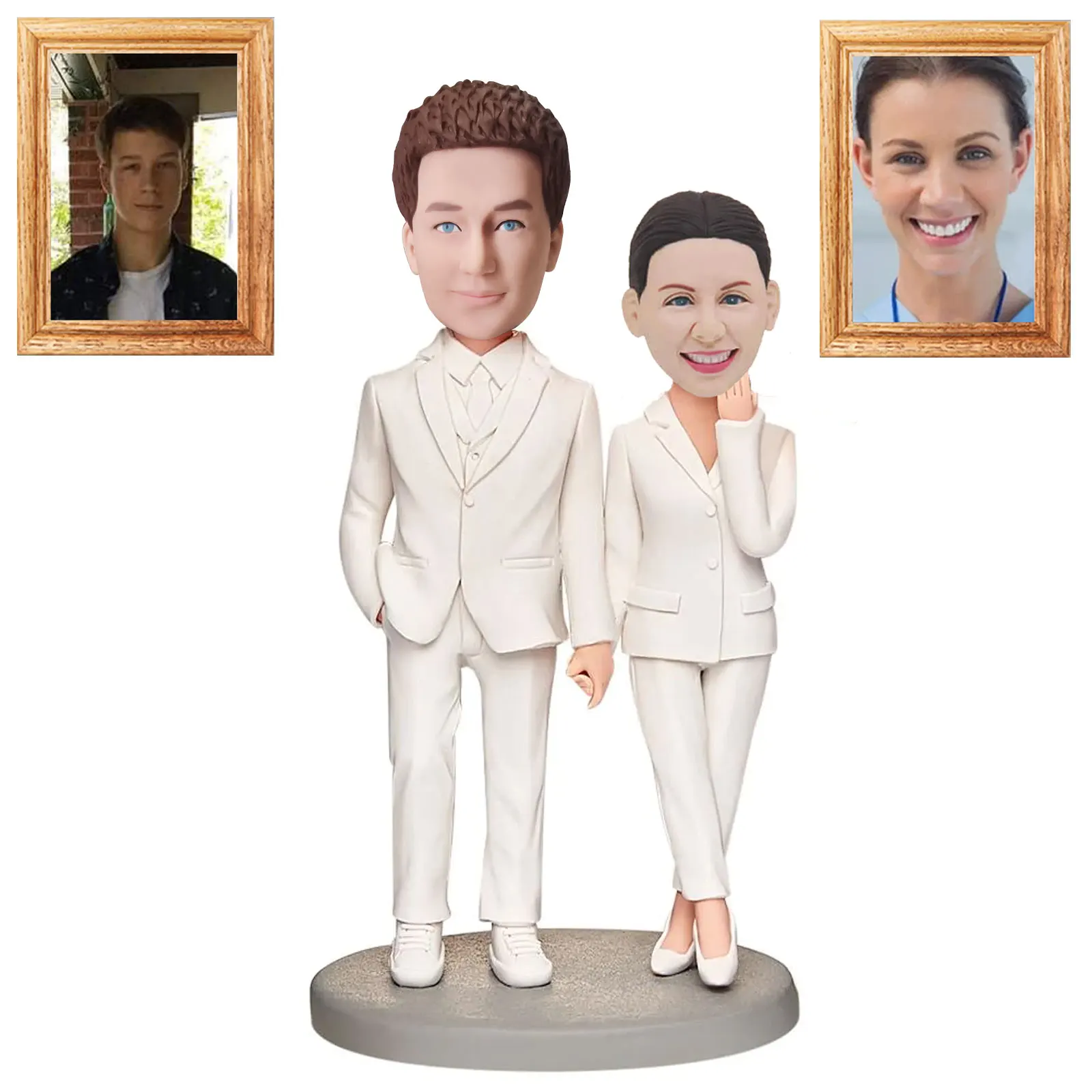 

Custom Bobble-Heads Figurine Couple, Wedding Gift White Suit Custom Bobblehead,Handmade Gifts for Lover