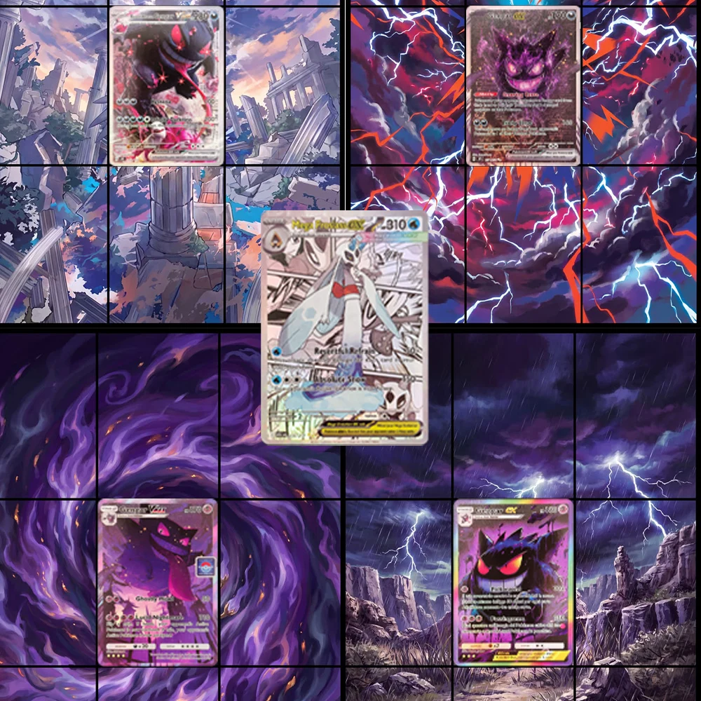 DIY TCG PKM card Gengar VMAX Foil Texture Self Made Single Card Anime Peripheral Game Collection Cards Gift