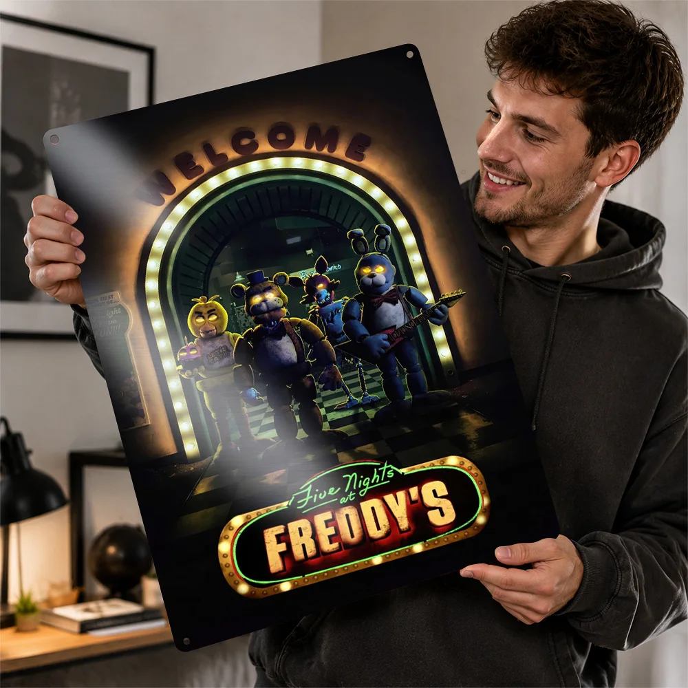 Five Nights at Freddy's Movie Poster Cinema Wall Art Personalized Vintage Metal Tin Sign for Man Cave Home Decor Film Fan Gift