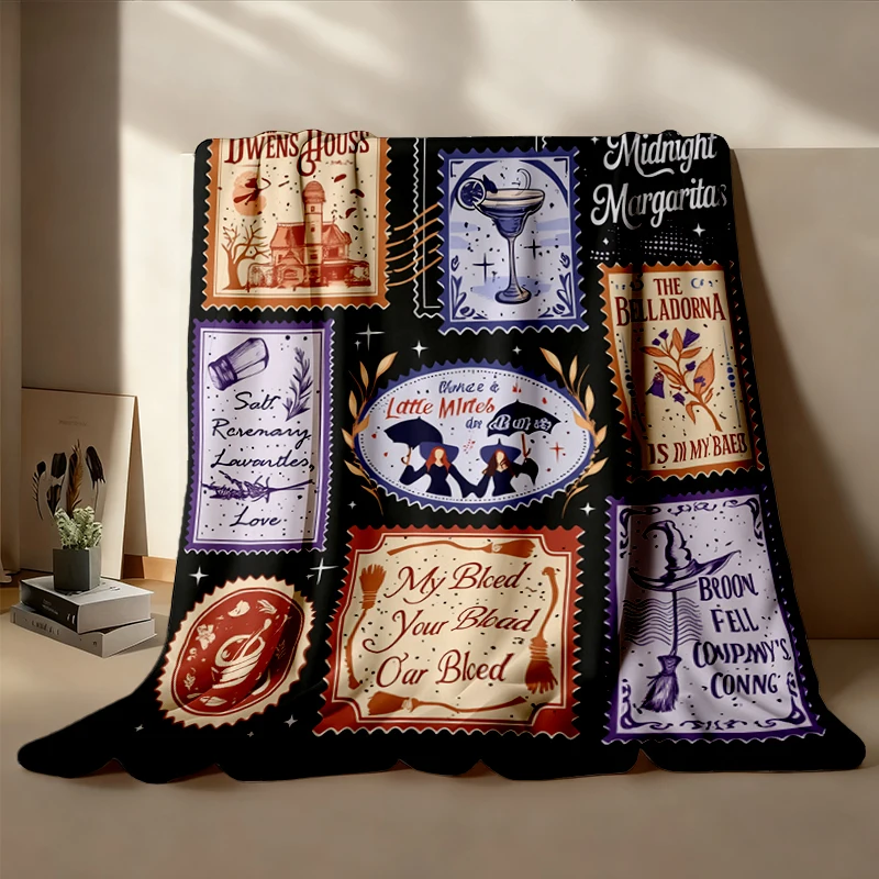 Midnight Margaritas Flannel Throw, Practical Magic Flannel Blanket, Girls Will Be Girls Cozy Blanket, Retro Halloween Mo